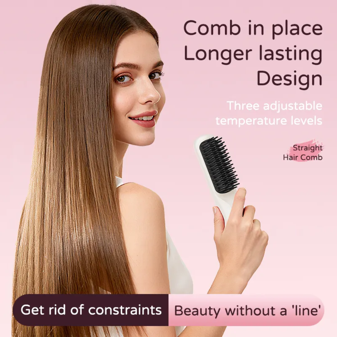 ইলেকট্রিক হেয়ার স্ট্রেইটনার কম্ব | Adjustable Temperature Hair Straightener | Negative Ion Hair Comb | 2-in-1 Straight & Smooth Hair Tool