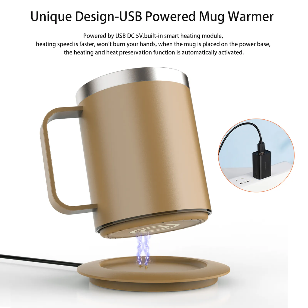 Smart Temperature Control Coffee Mug Warmer Set – Ceramic Mug with Heating Base