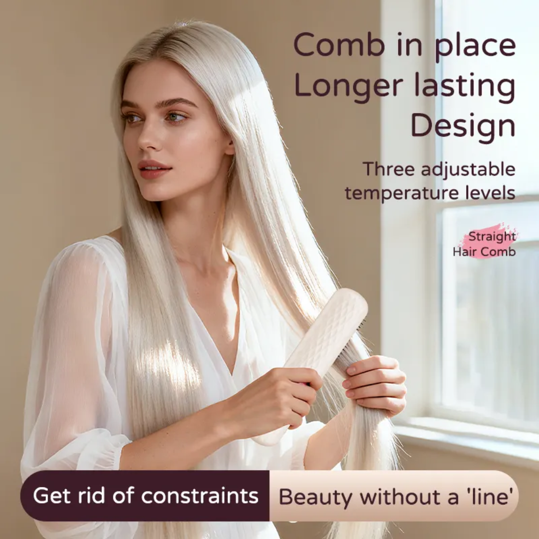 ইলেকট্রিক হেয়ার স্ট্রেইটনার কম্ব | Adjustable Temperature Hair Straightener | Negative Ion Hair Comb | 2-in-1 Straight & Smooth Hair Tool