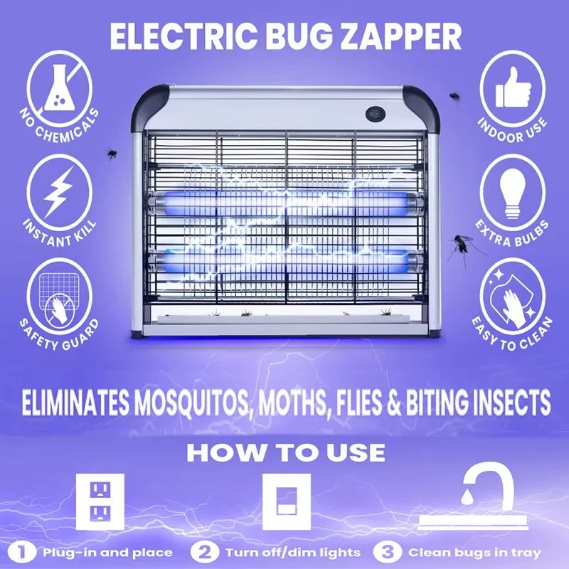 LED UV ইলেকট্রিক মশা ও মাছি মারার লাইট – ইনডোর ইনসেক্ট কিলার ট্র্যাপ 🦟⚡ - Image 3